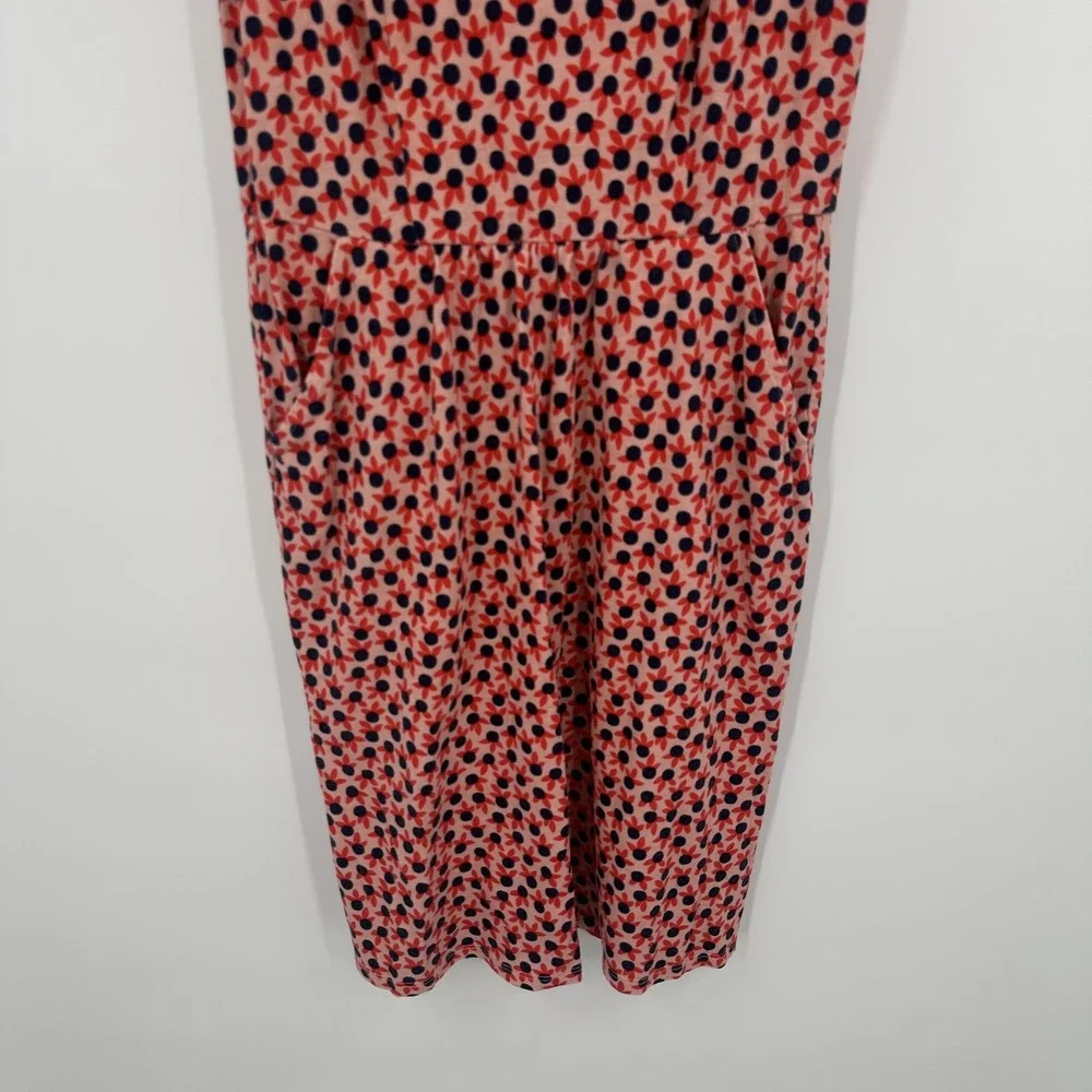 Boden Dress Womens 2R Pink Red Blue Floral Sleeveless Midi Summer Pockets V Neck